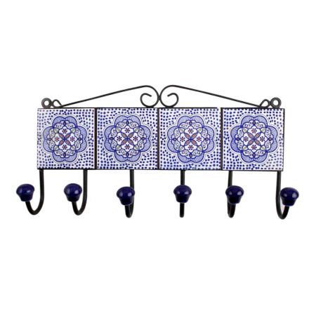 Blue Floral Tiles Hook